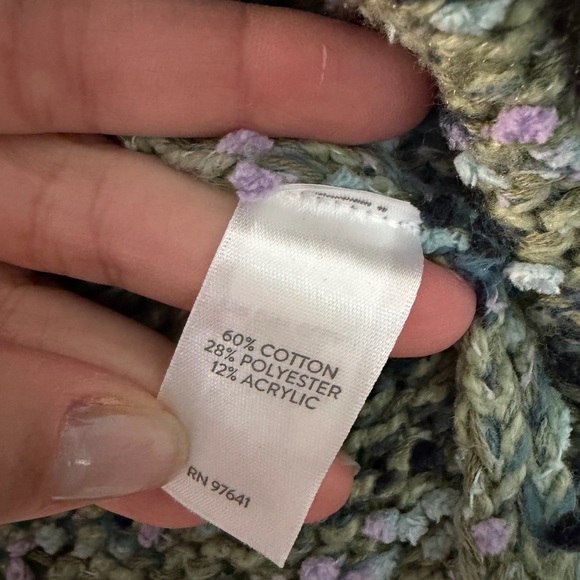 J JILL Confetti Knit Green Oversized Chunky Open Cardigan Sz XS - Picture 4 of 4